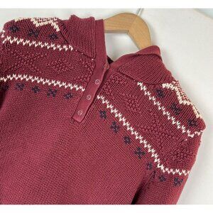 Vintage Polo Jeans Co. Ralph Lauren Size XL Cable Knit Hooded Fair Isle Sweater